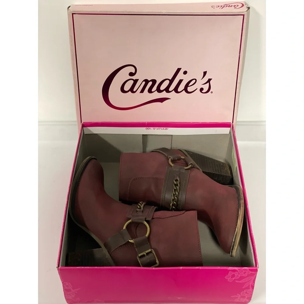 Candie's Heeled Ankle Boots Wine Size 9.5 - Picture 11 of 11